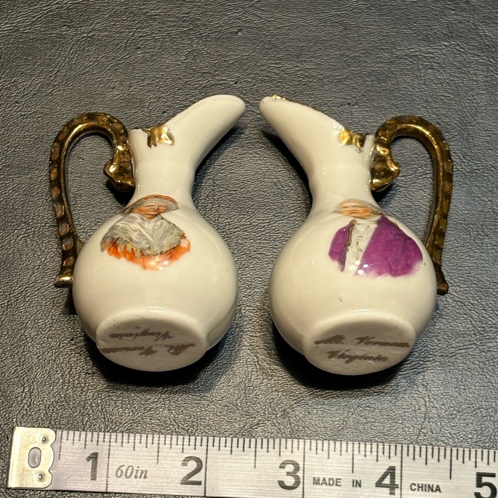 Vintage Miniature Pitcher Ewers GEORGE & MARTHA WASHINGTON MT Vernon - Picture 11 of 11
